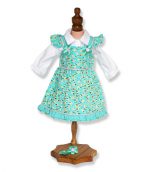 Floral Green Doll Dress with Shirt - Fits 18 inch Doll