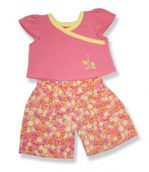 Peach Top With Floral Pants - Fits 15 Inch Plush Animal