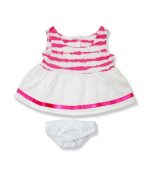 White and Pink Stripe Dress Pink - Fits 15 Inch Plush Animal